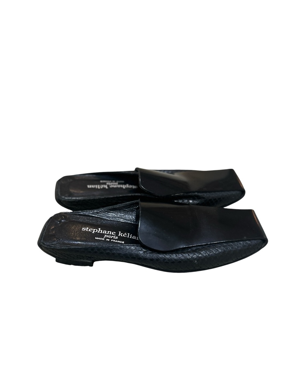 Stephane kelian black leather Square-Toe Slip-On mules France size 7.5